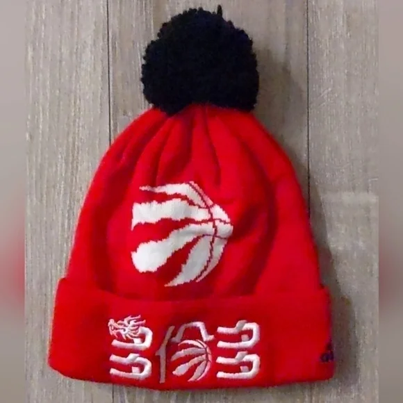 HOST Pick 🖤 Toronto Raptors Chinese New Year Adidas NBA Pom Knit Hat UNISEX - Picture 2 of 5